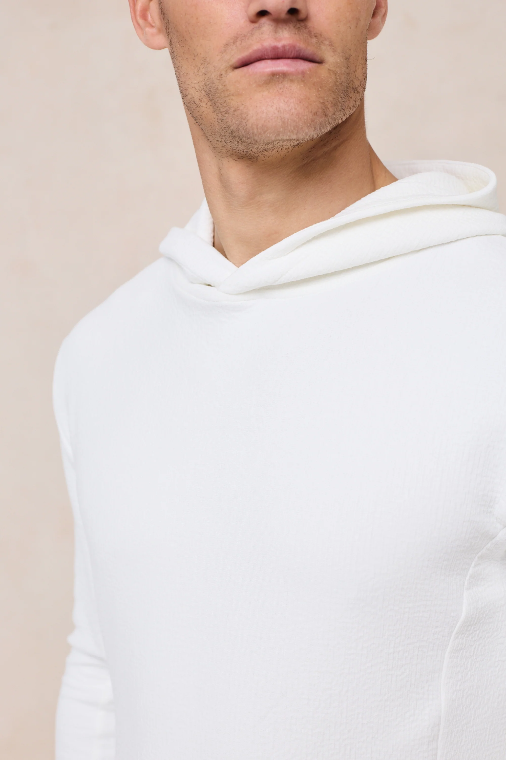 Zarco Crinkled Jersey Hoodie - Ivory - Image 5