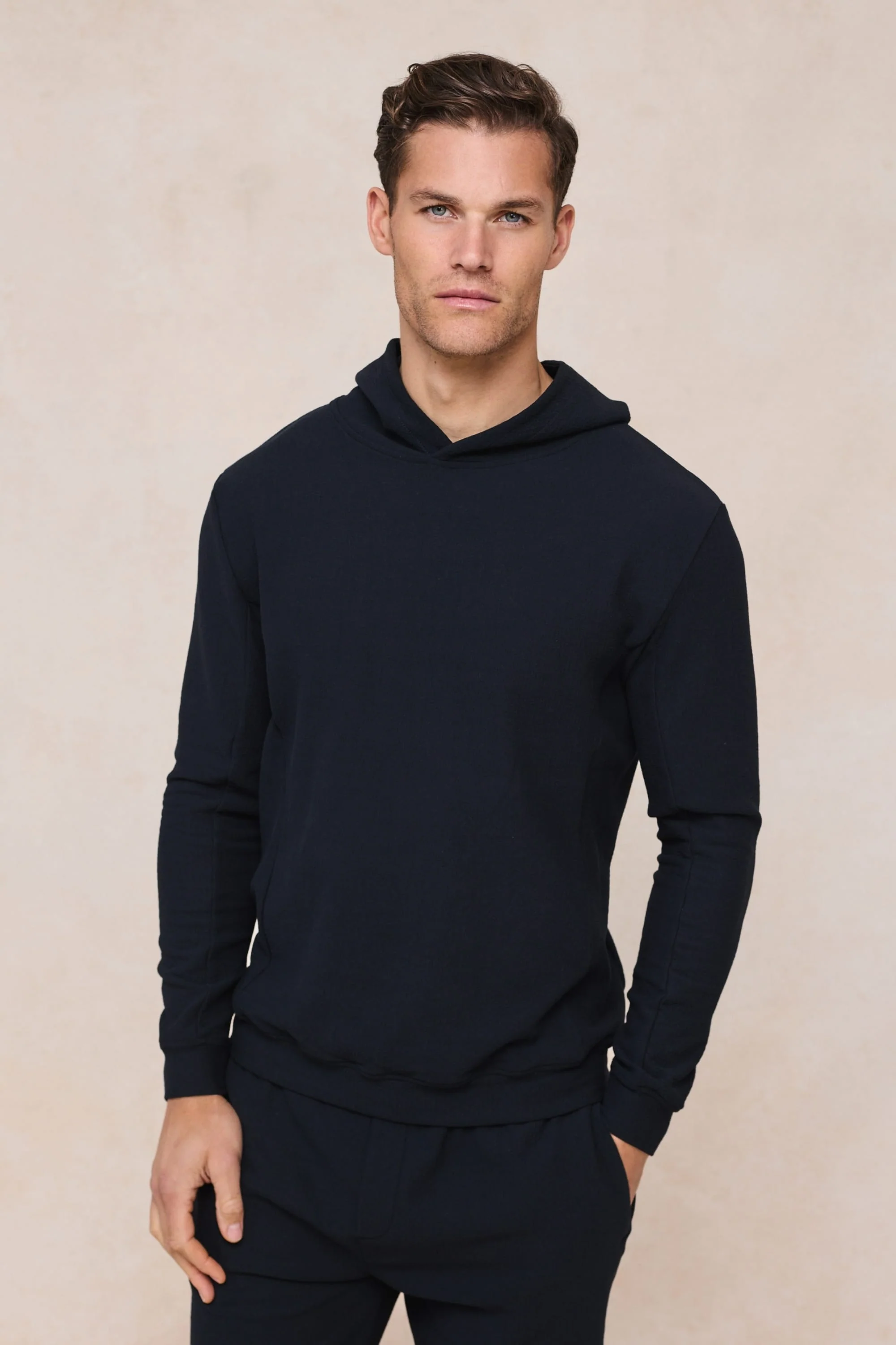 Zarco Crinkled Jersey Hoodie - Navy - Image 7